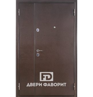 недорогая двустворчатая дверь с отделкой винилискожей и порошковым окрасом