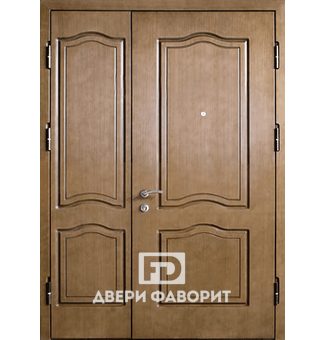 недорогая двустворчатая дверь, отделка МДФ и ламинат